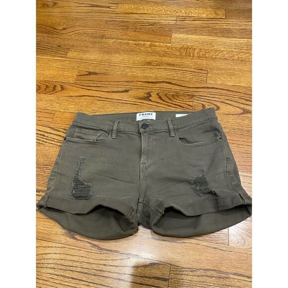 FRAME LE Cutoff Cuffed Distressed Shorts - Picture 1 of 7